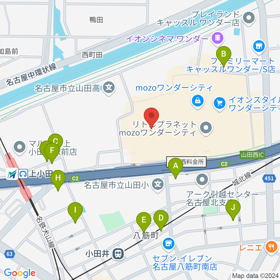 島村楽器 名古屋mozoオーパ店周辺の駐車場・コインパーキング一覧地図