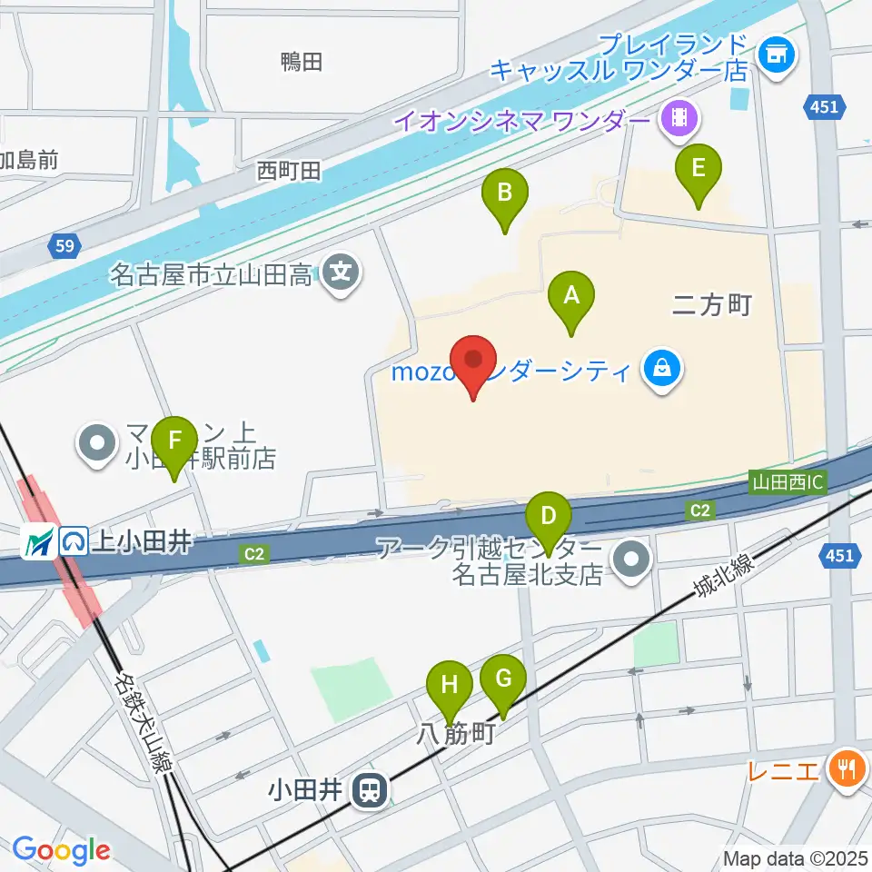 島村楽器 名古屋mozoオーパ店周辺の駐車場・コインパーキング一覧地図