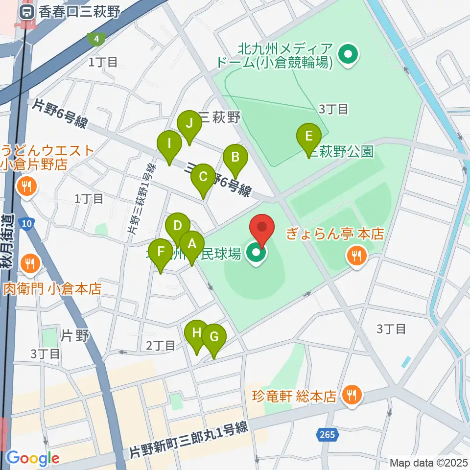 北九州市民球場周辺の駐車場・コインパーキング一覧地図