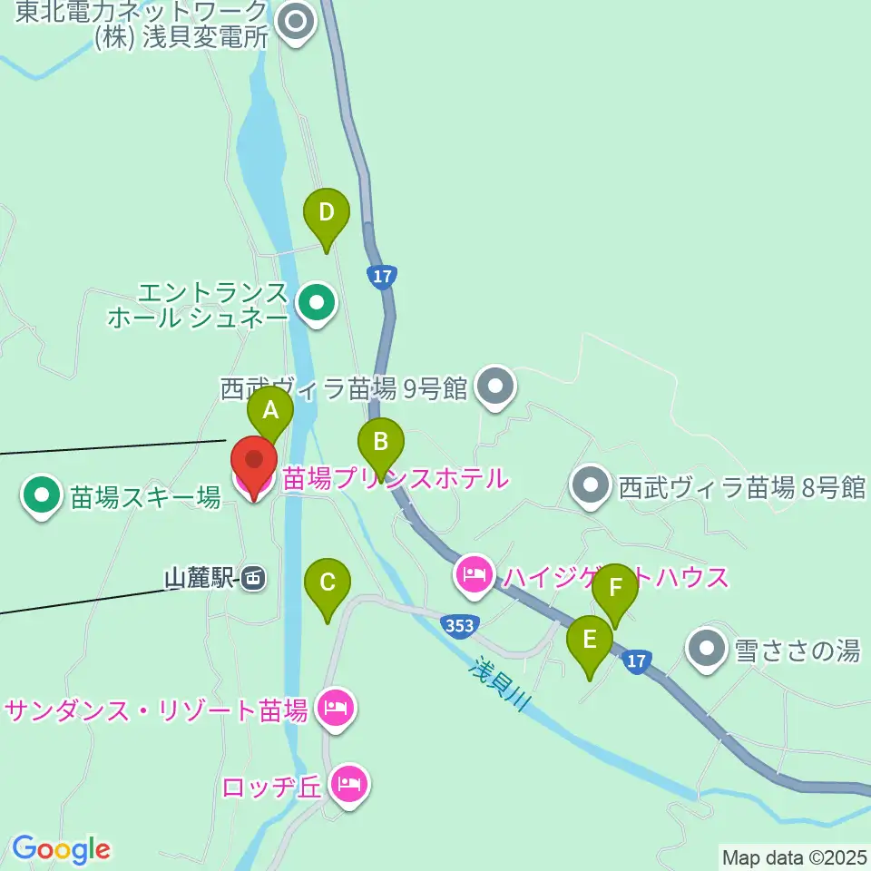 苗場プリンスホテル・ブリザーディウム周辺の駐車場・コインパーキング一覧地図
