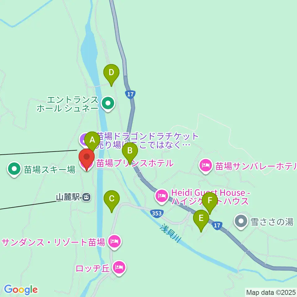 苗場プリンスホテル・ブリザーディウム周辺の駐車場・コインパーキング一覧地図