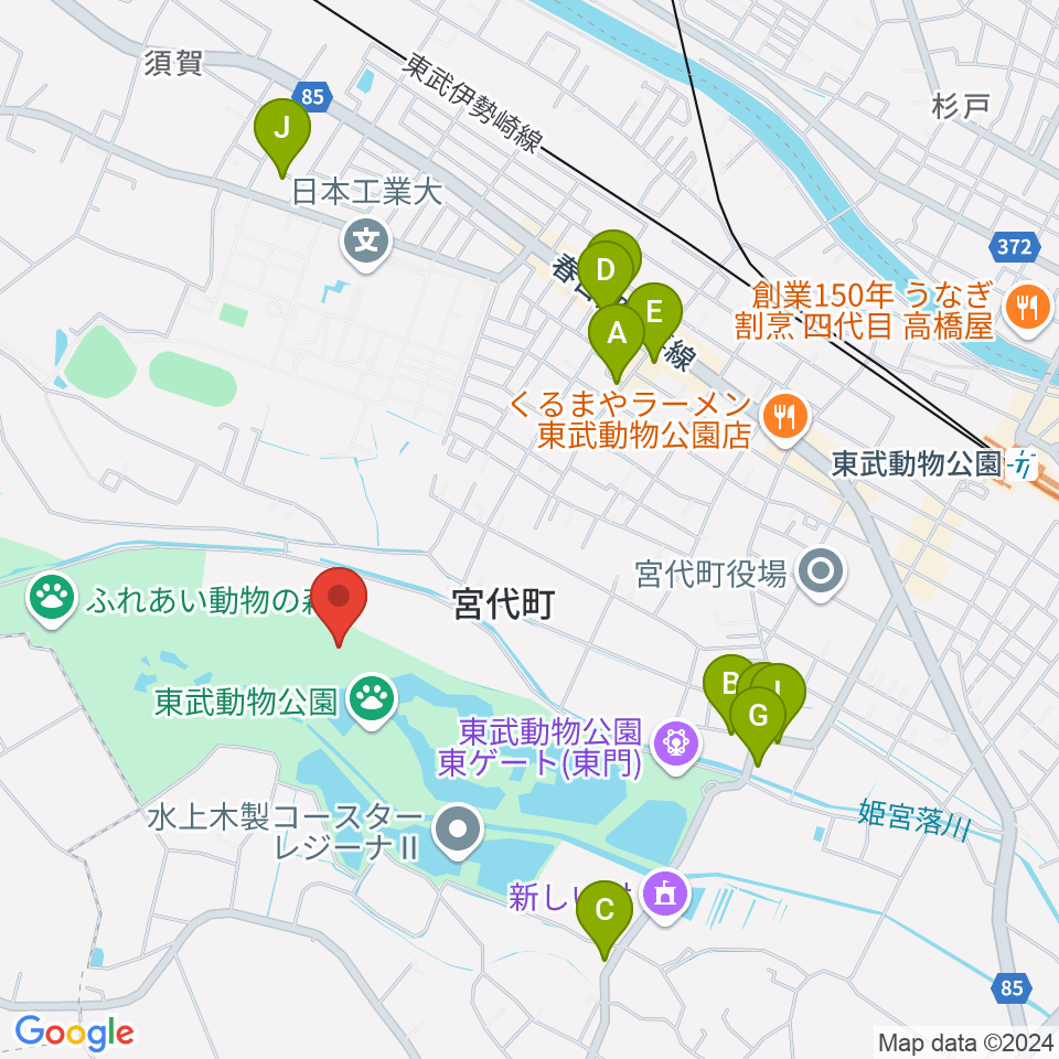 東武動物公園HOLA！周辺の駐車場・コインパーキング一覧地図