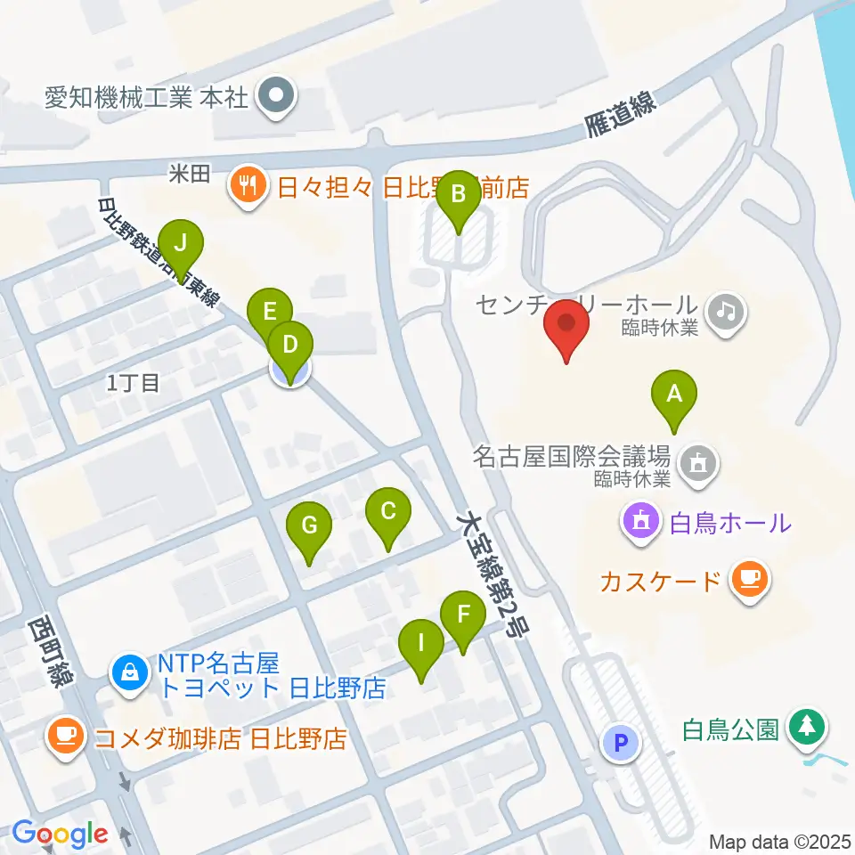 名古屋国際会議場イベントホール周辺の駐車場・コインパーキング一覧地図