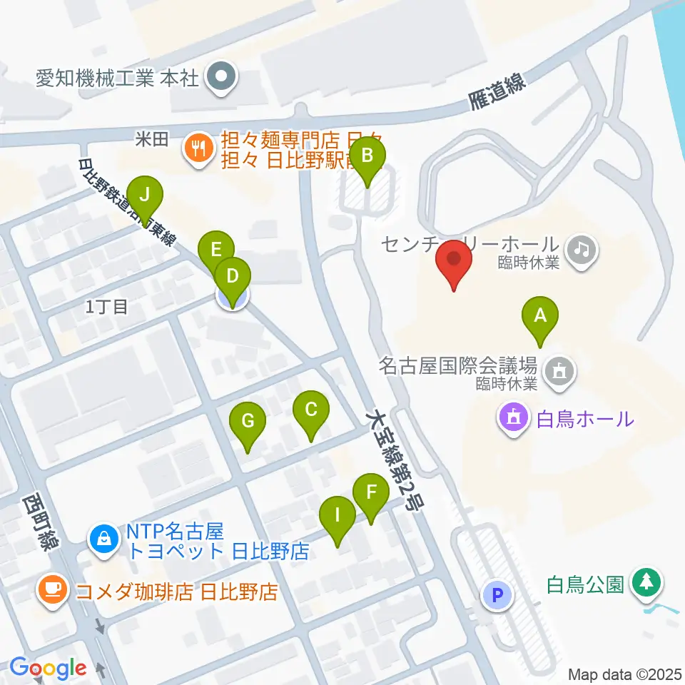 名古屋国際会議場イベントホール周辺の駐車場・コインパーキング一覧地図