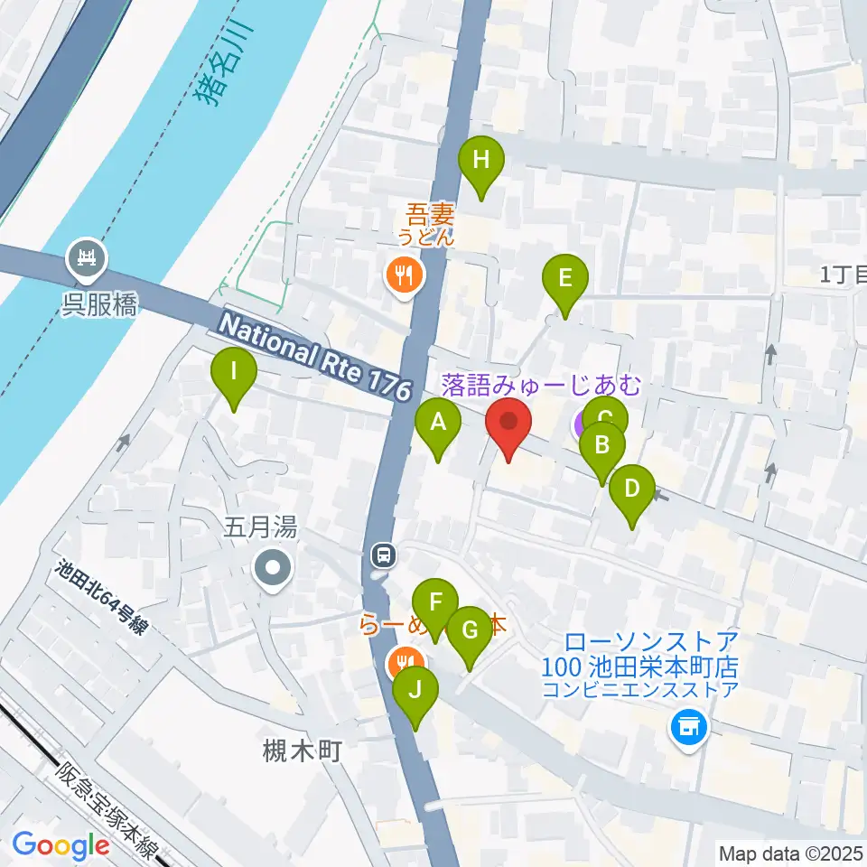 池田呉服座周辺の駐車場・コインパーキング一覧地図