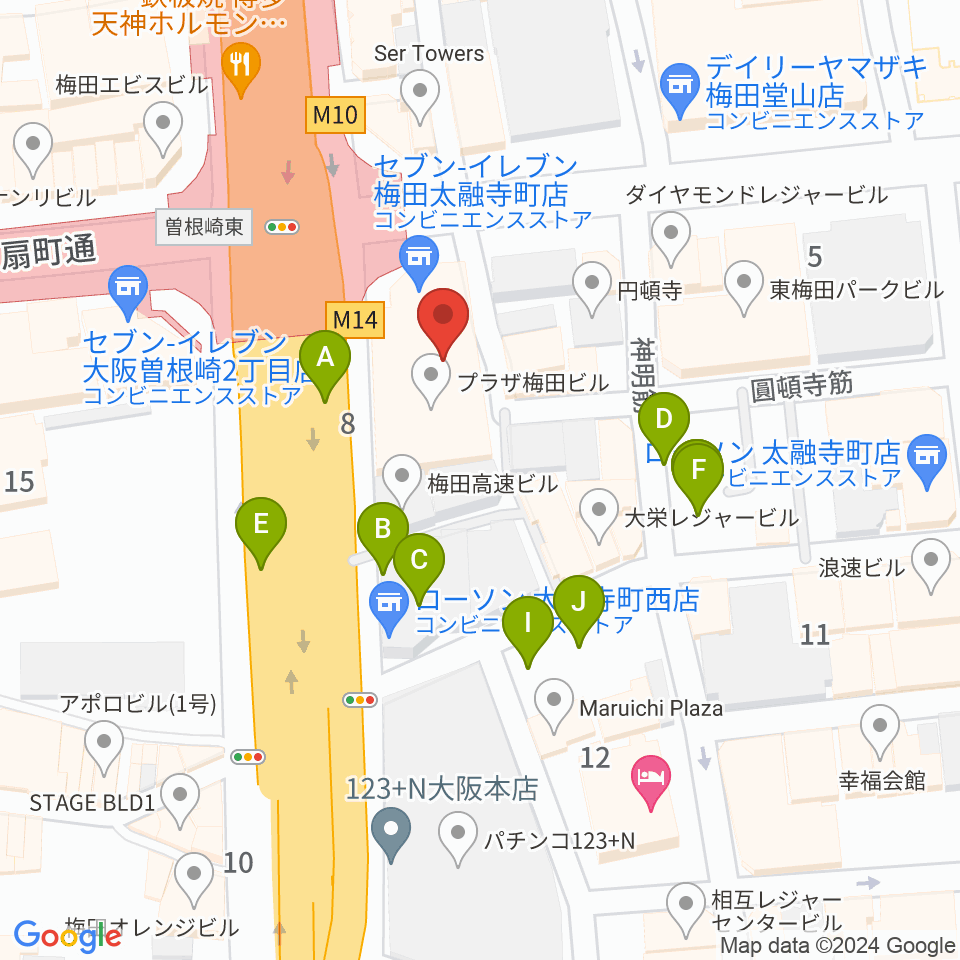 梅田呉服座周辺の駐車場・コインパーキング一覧地図