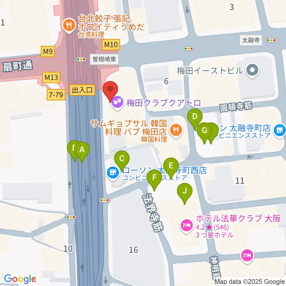 梅田呉服座周辺の駐車場・コインパーキング一覧地図