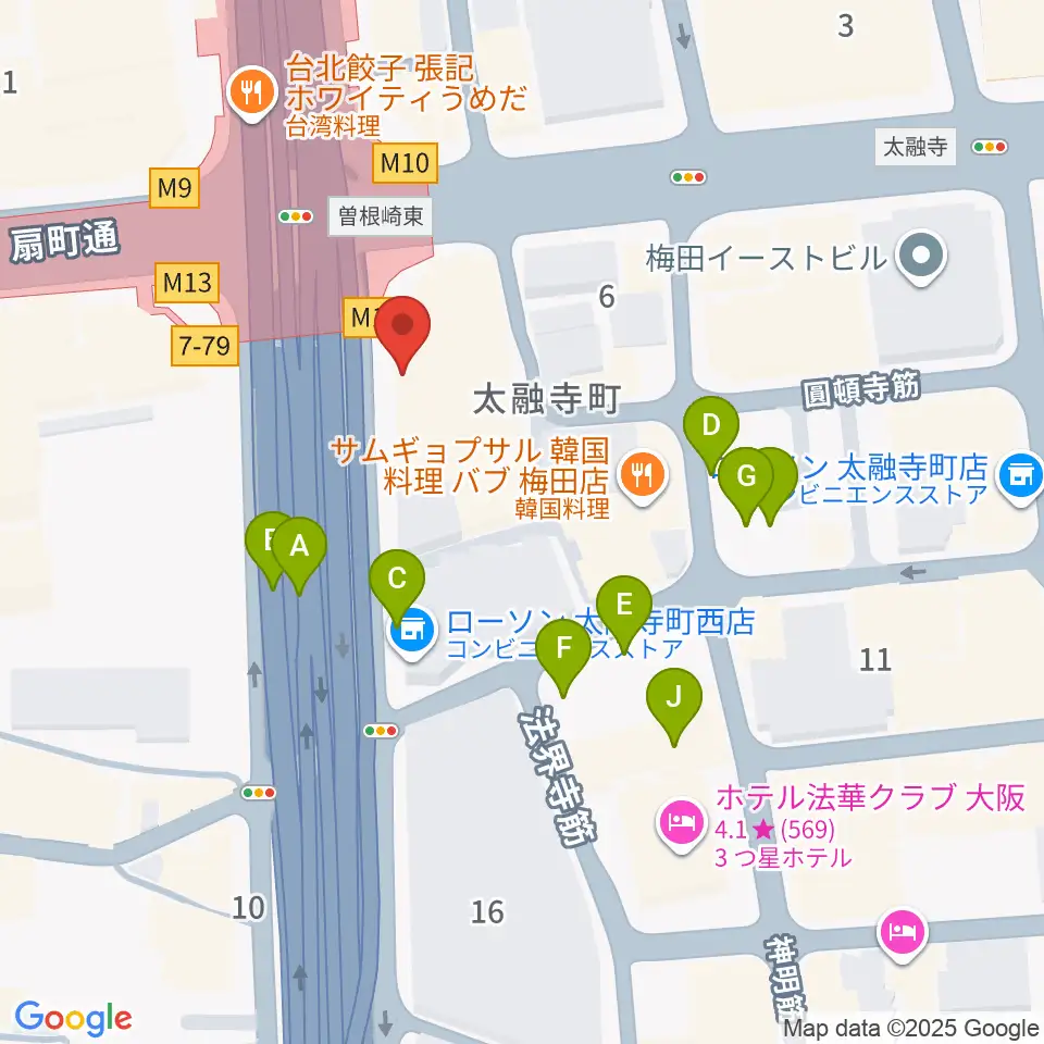 梅田呉服座周辺の駐車場・コインパーキング一覧地図