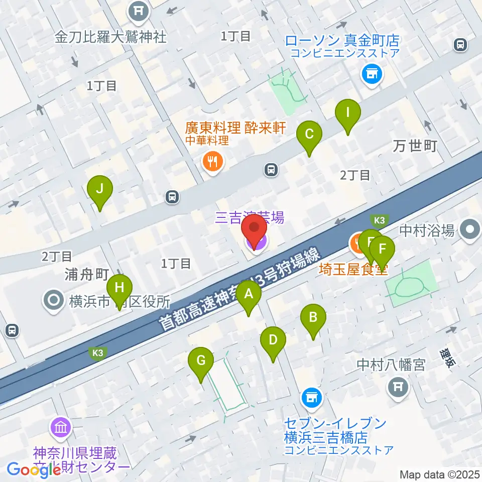 三吉演芸場周辺の駐車場・コインパーキング一覧地図