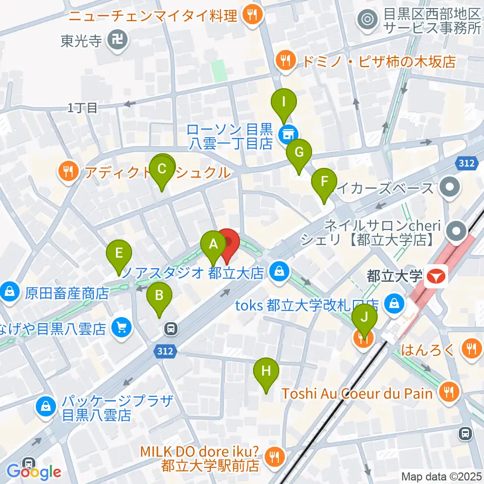 アリオーネ音楽教室都立大教室周辺の駐車場・コインパーキング一覧地図