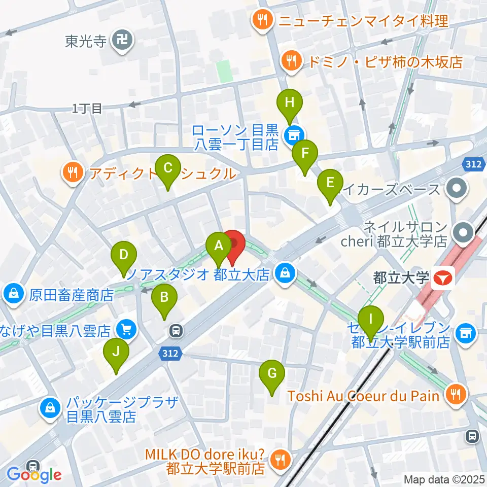 アリオーネ音楽教室都立大教室周辺の駐車場・コインパーキング一覧地図