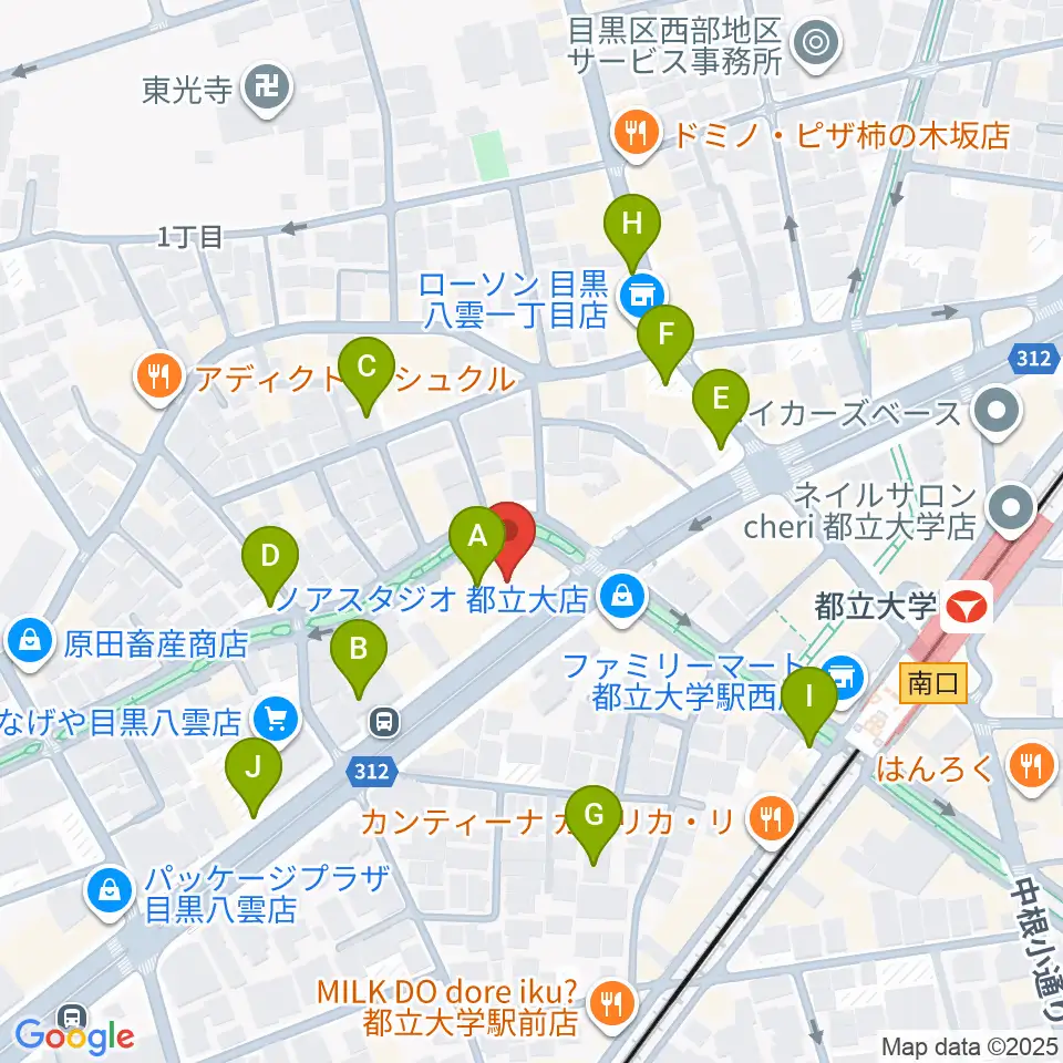 アリオーネ音楽教室都立大教室周辺の駐車場・コインパーキング一覧地図