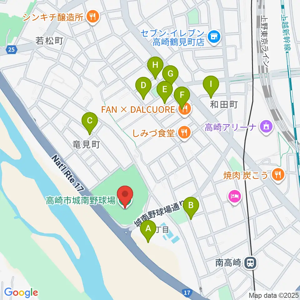 高崎市城南野球場周辺の駐車場・コインパーキング一覧地図