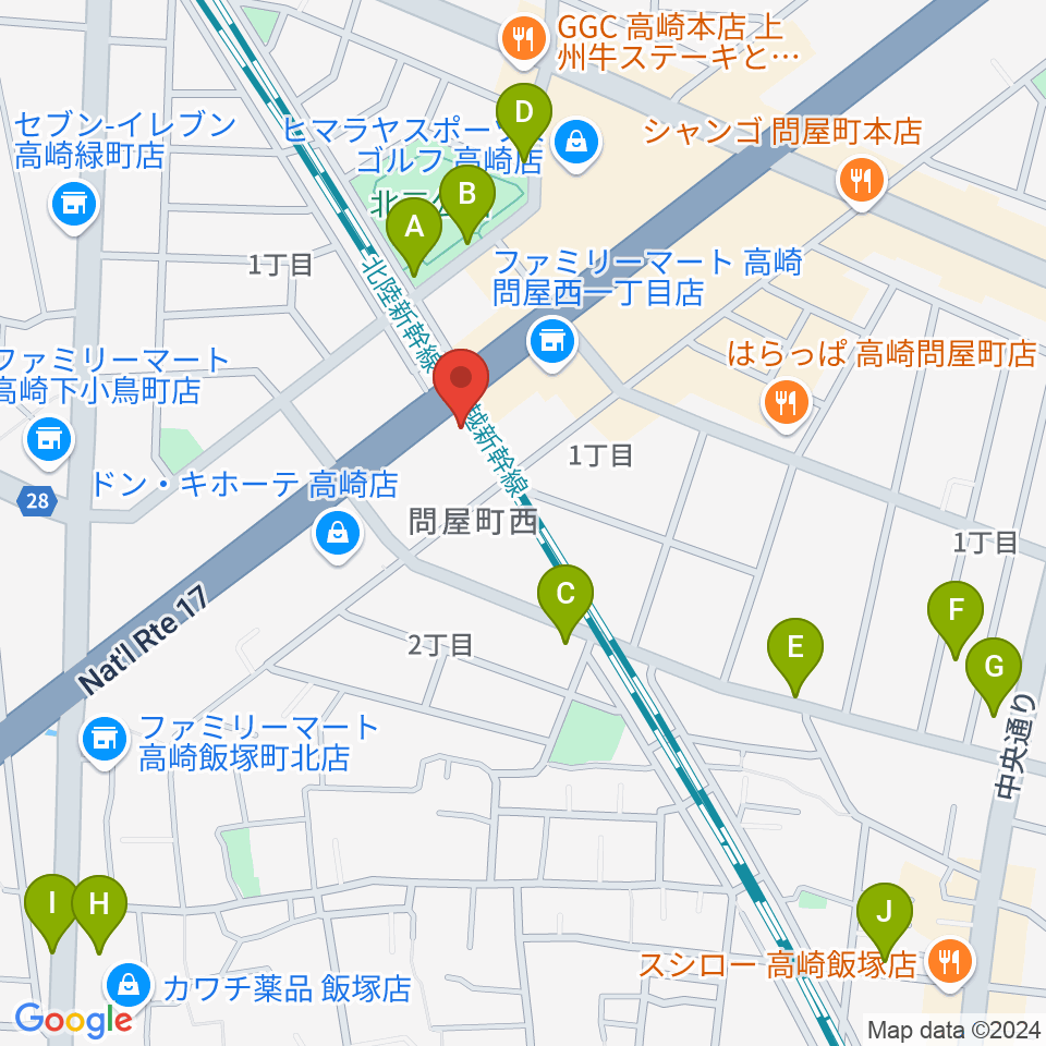 ピアノプラザ群馬ぴあの館周辺の駐車場・コインパーキング一覧地図