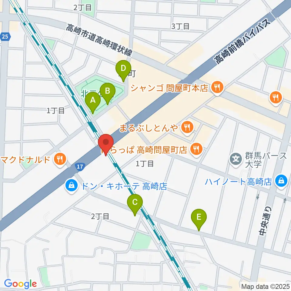 ピアノプラザ群馬ぴあの館周辺の駐車場・コインパーキング一覧地図