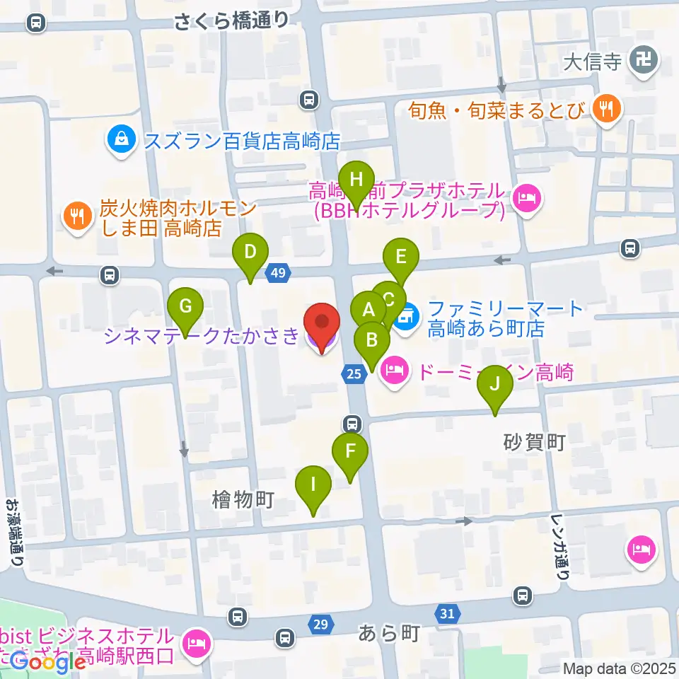 シネマテークたかさき周辺の駐車場・コインパーキング一覧地図