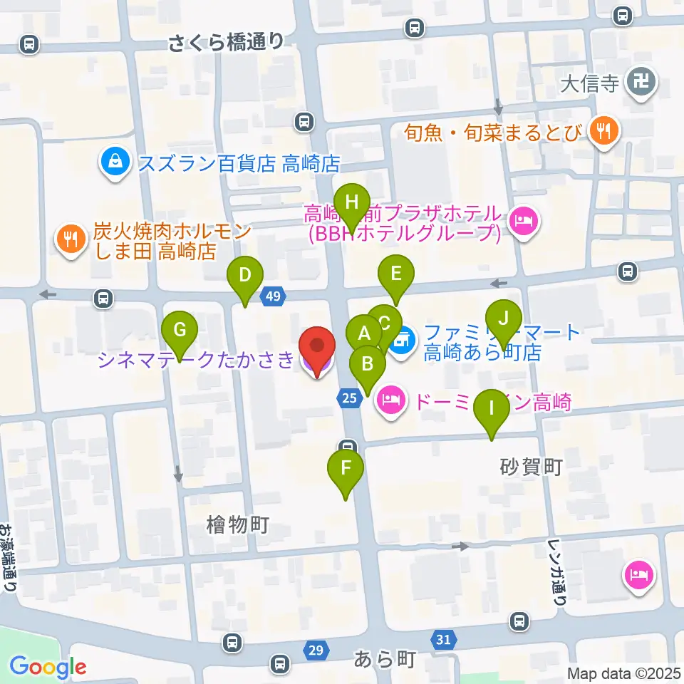 シネマテークたかさき周辺の駐車場・コインパーキング一覧地図