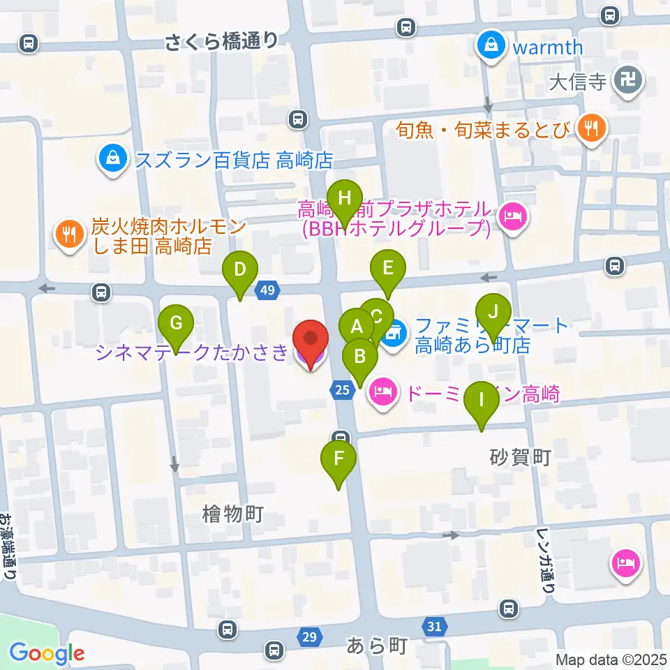 シネマテークたかさき周辺の駐車場・コインパーキング一覧地図