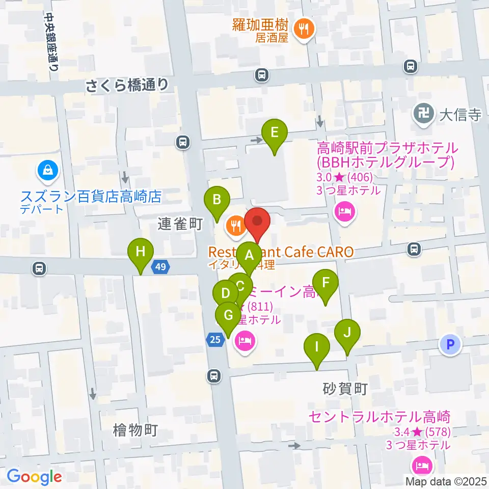 群馬サンバースト周辺の駐車場・コインパーキング一覧地図