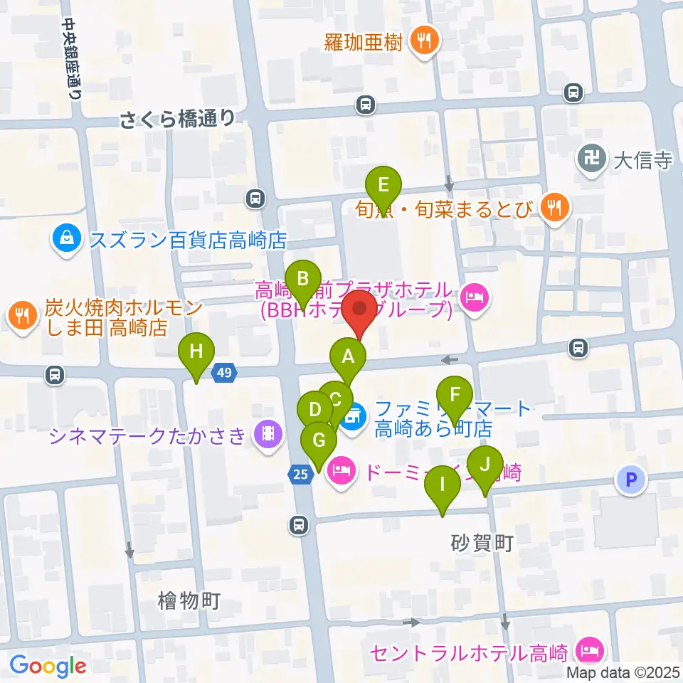 群馬サンバースト周辺の駐車場・コインパーキング一覧地図