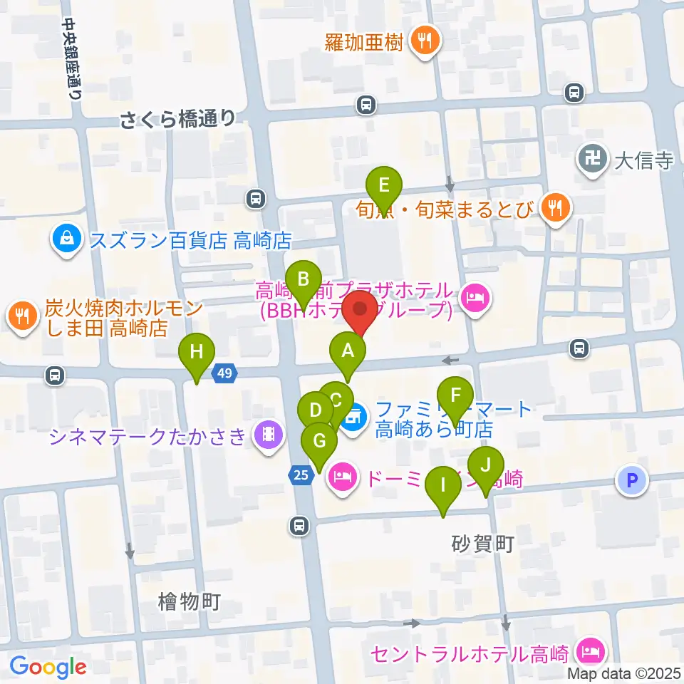 群馬サンバースト周辺の駐車場・コインパーキング一覧地図