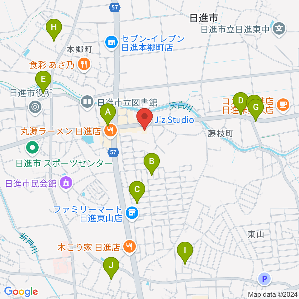 J'z Studio本館周辺の駐車場・コインパーキング一覧地図