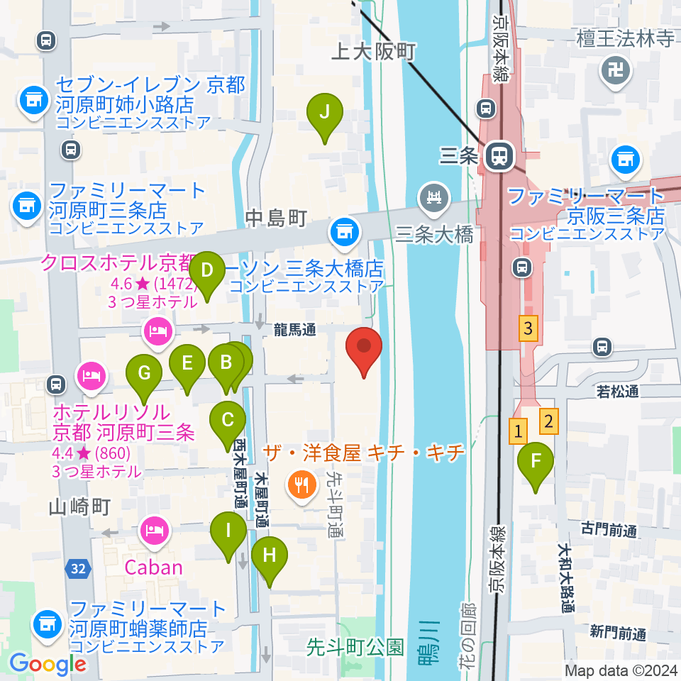 先斗町歌舞練場周辺の駐車場・コインパーキング一覧地図