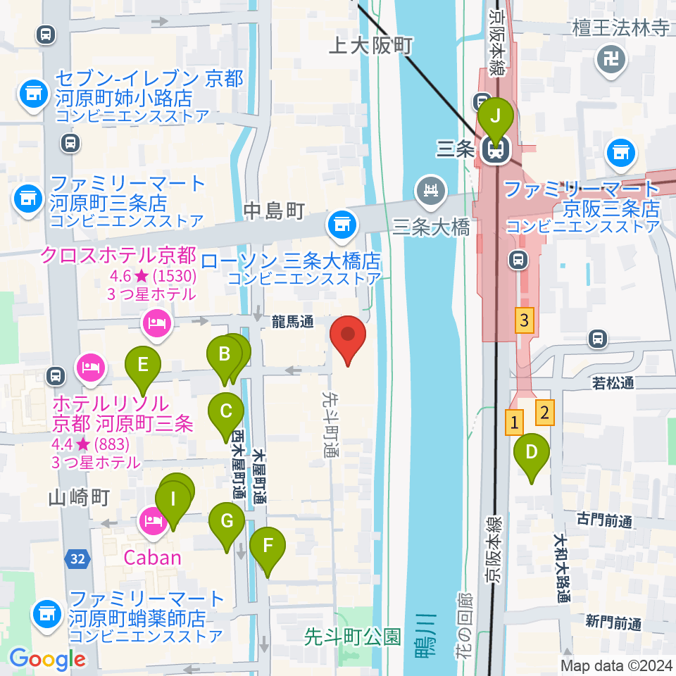 先斗町歌舞練場周辺の駐車場・コインパーキング一覧地図