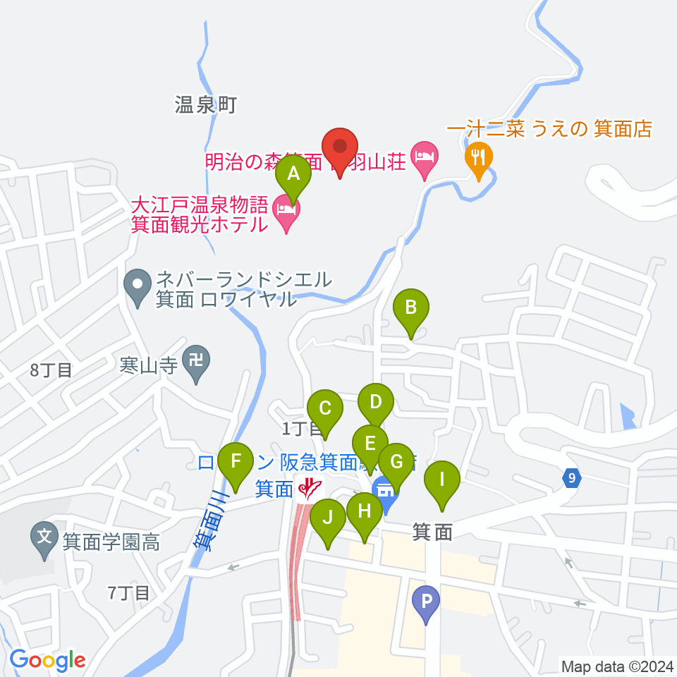 箕面劇場周辺の駐車場・コインパーキング一覧地図