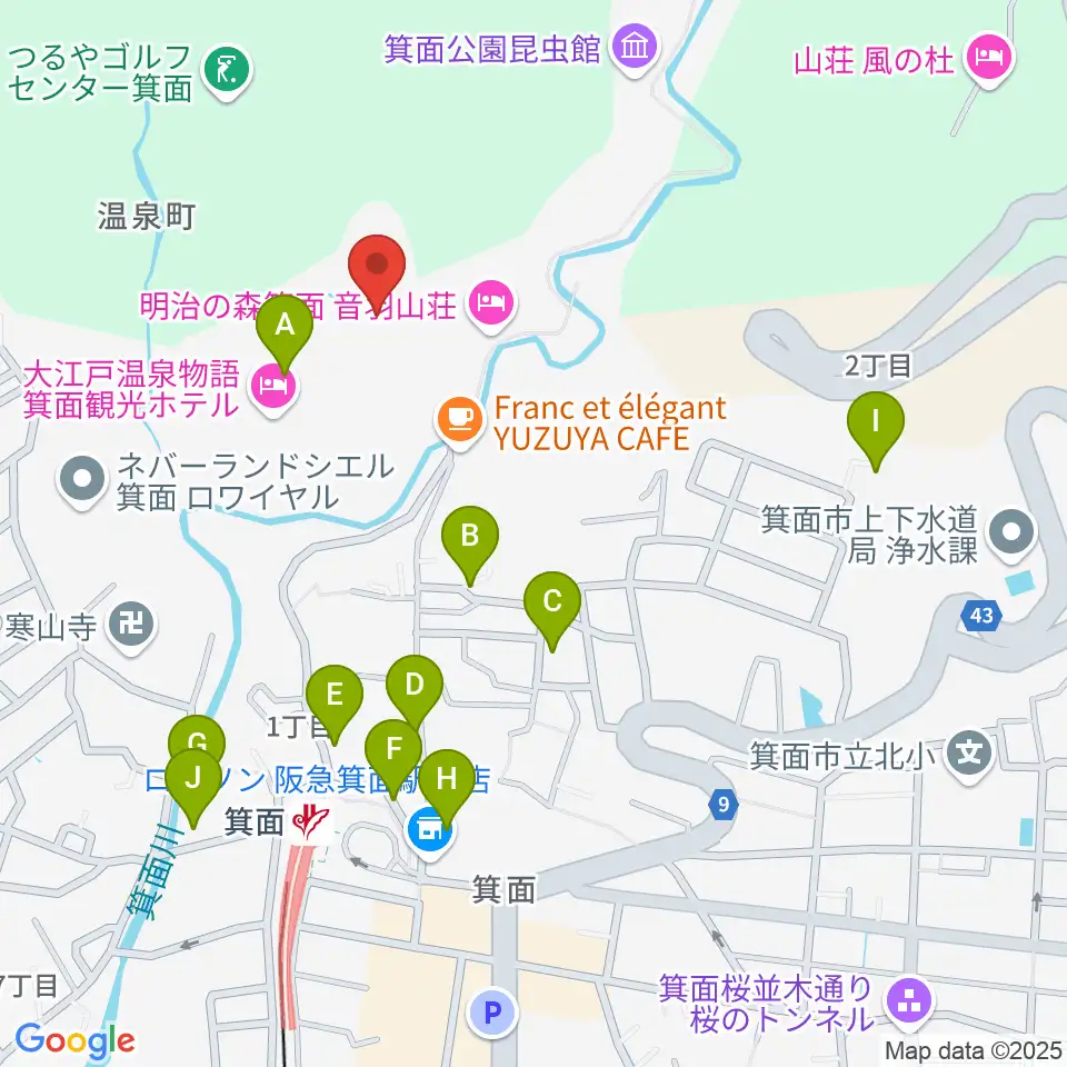 箕面劇場周辺の駐車場・コインパーキング一覧地図