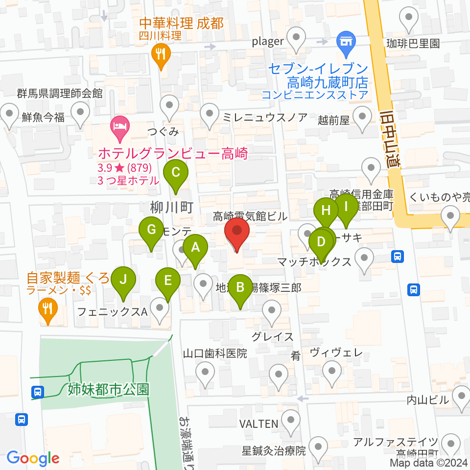 高崎電気館周辺の駐車場・コインパーキング一覧地図