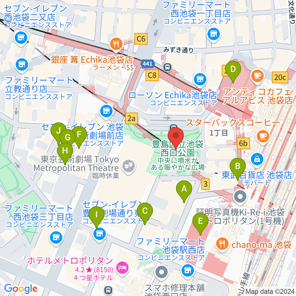 池袋西口グローバルリング周辺の駐車場・コインパーキング一覧地図