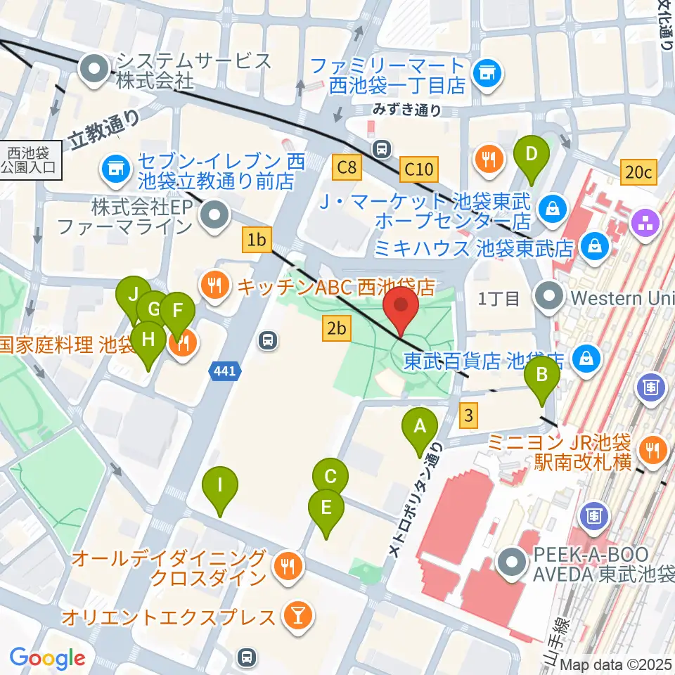 池袋西口グローバルリング 周辺の駐車場・コインパーキング一覧マップ