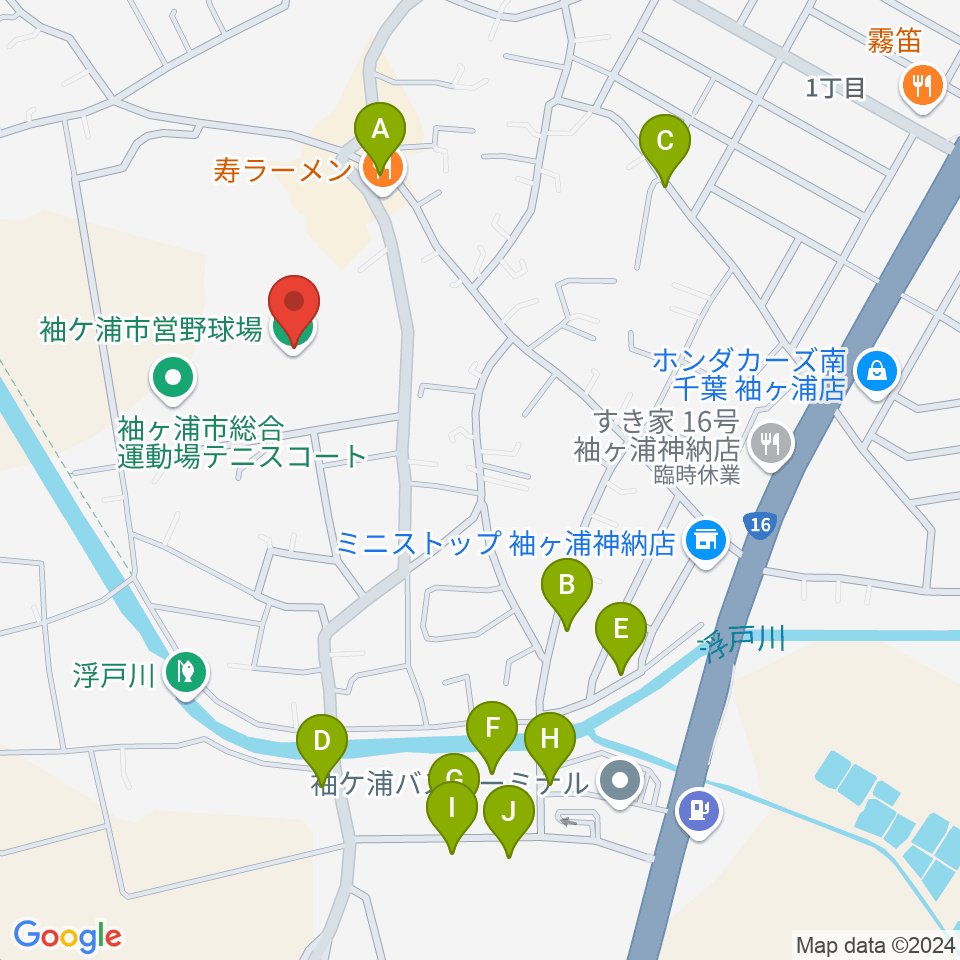 袖ケ浦市営野球場周辺の駐車場・コインパーキング一覧地図