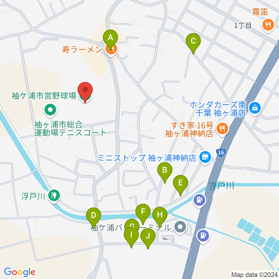 袖ケ浦市営野球場周辺の駐車場・コインパーキング一覧地図