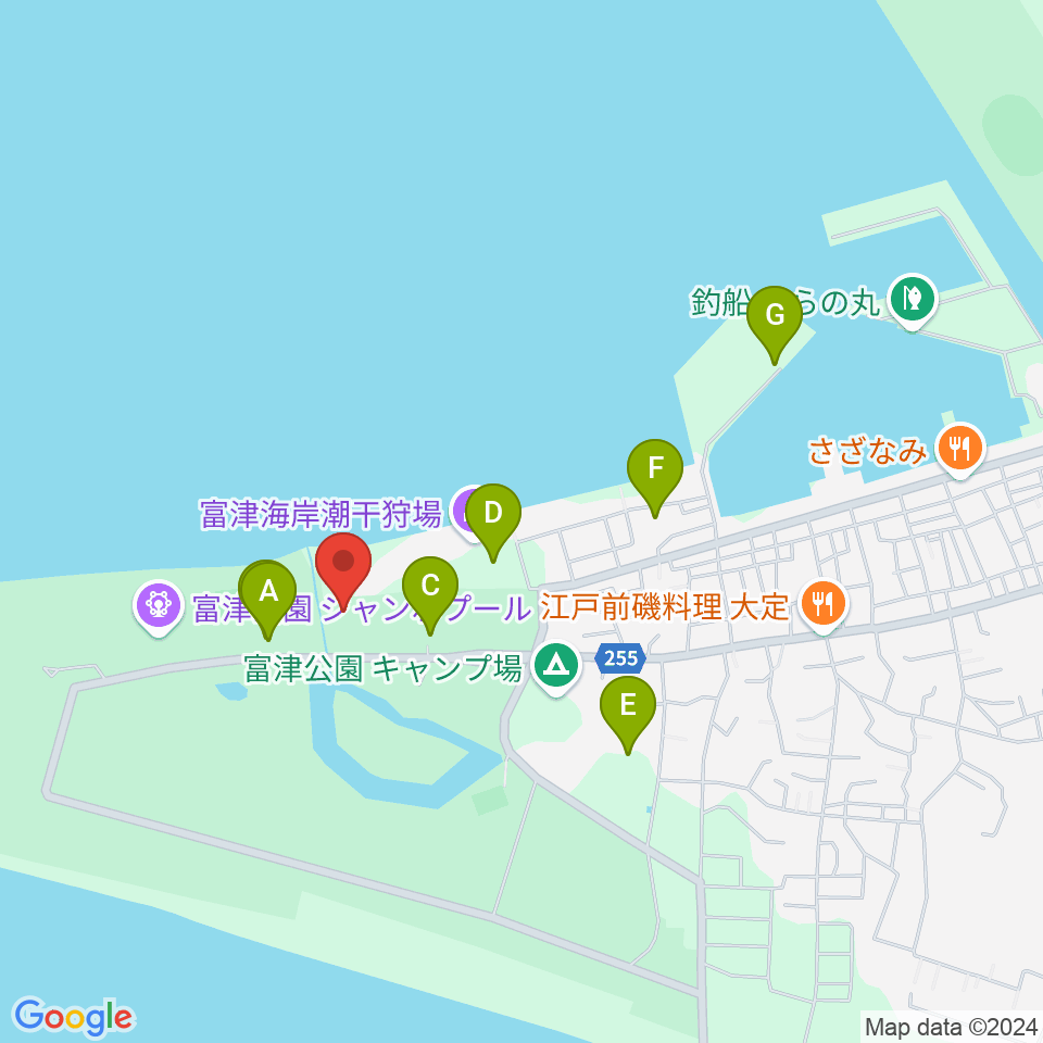 富津公園 野外劇場周辺の駐車場・コインパーキング一覧地図