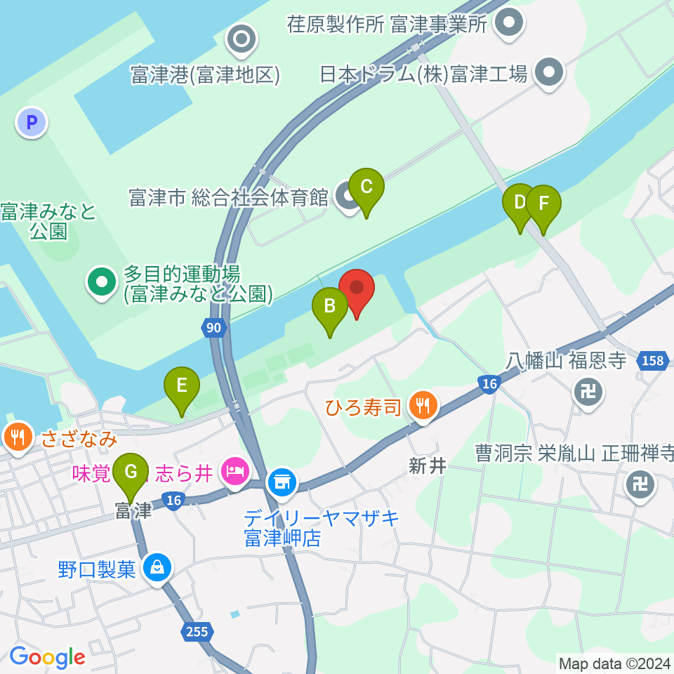 富津公民館周辺の駐車場・コインパーキング一覧地図