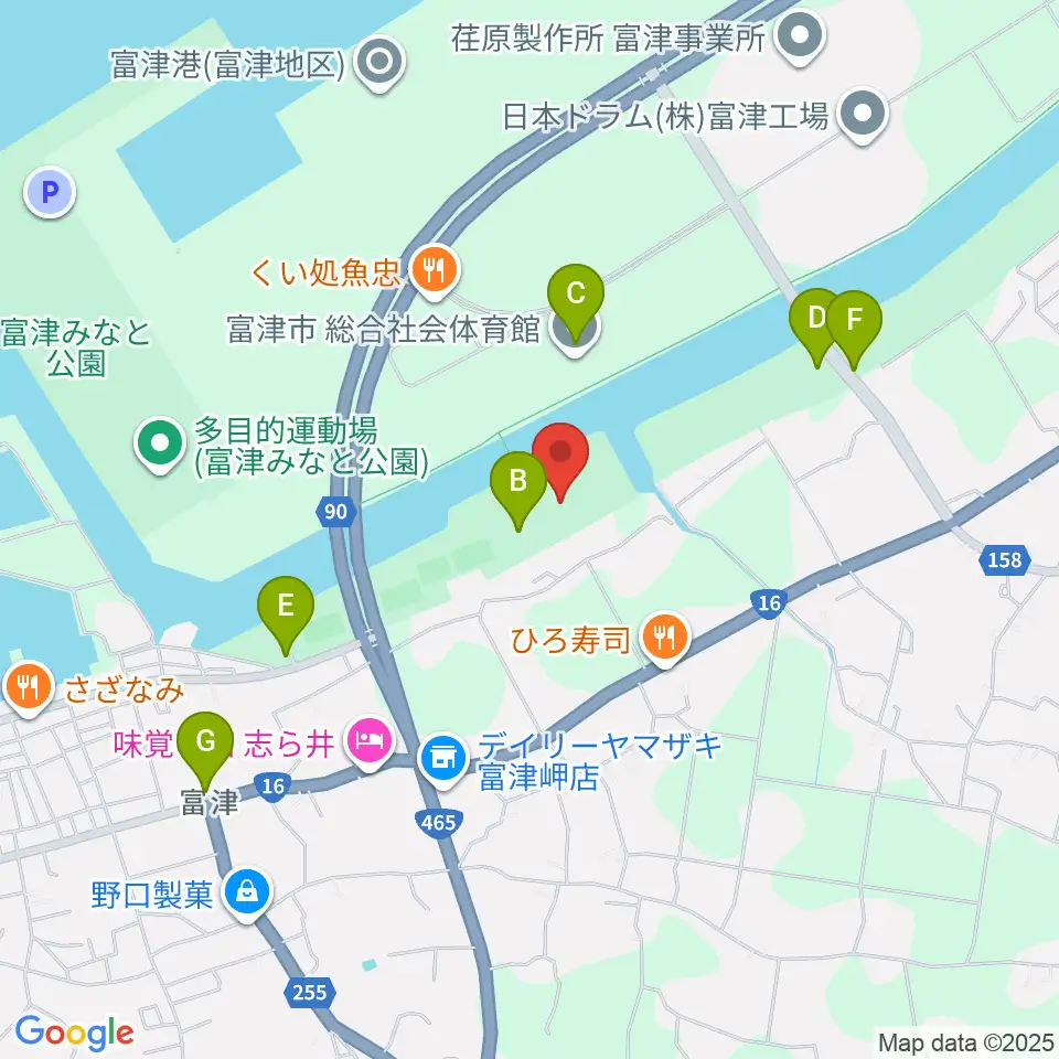 富津公民館周辺の駐車場・コインパーキング一覧地図