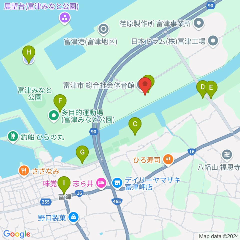 富津市総合社会体育館周辺の駐車場・コインパーキング一覧地図