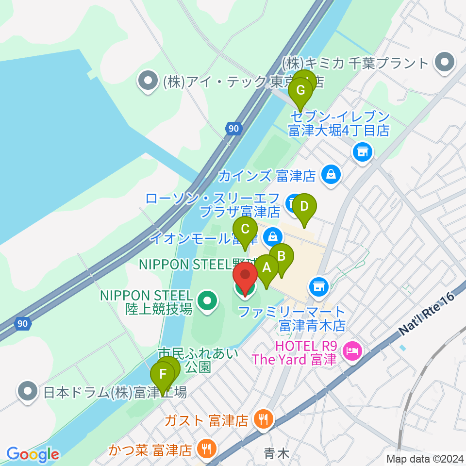 NIPPON STEEL 野球場周辺の駐車場・コインパーキング一覧地図