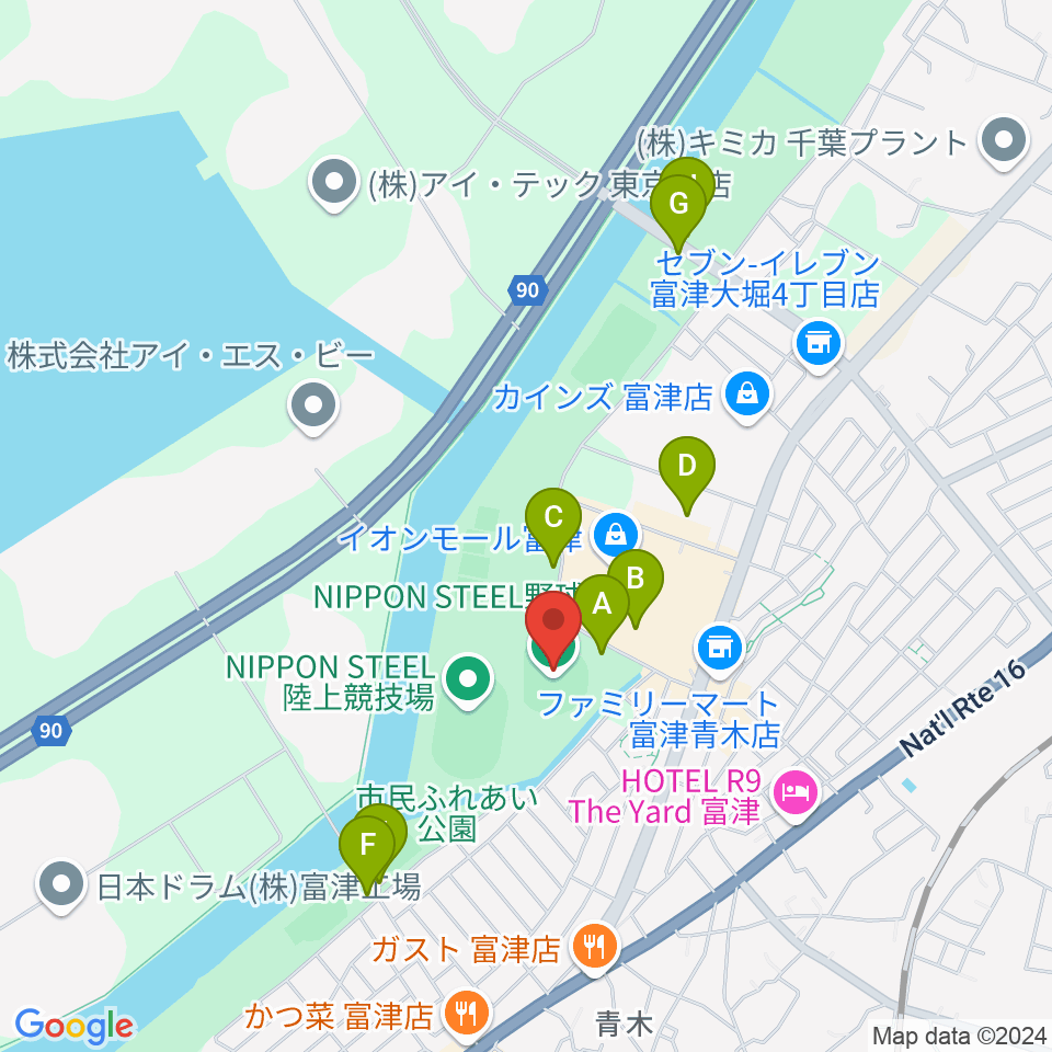 NIPPON STEEL 野球場周辺の駐車場・コインパーキング一覧地図