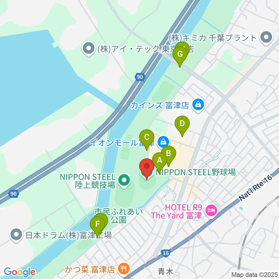 NIPPON STEEL 野球場周辺の駐車場・コインパーキング一覧地図