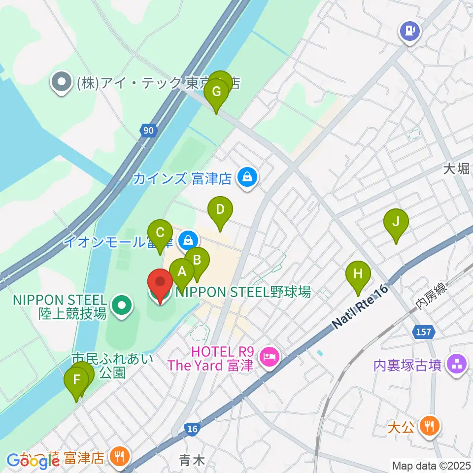 NIPPON STEEL 野球場周辺の駐車場・コインパーキング一覧地図