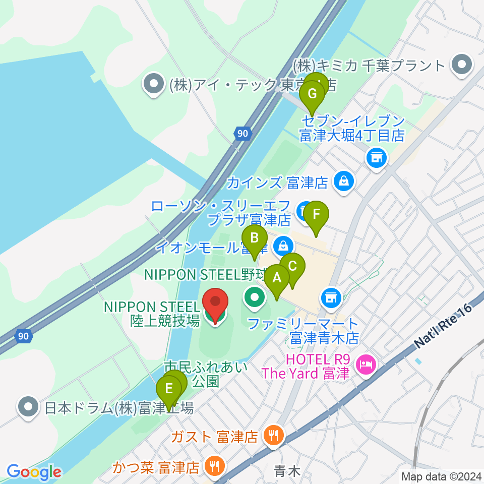 NIPPON STEEL 陸上競技場周辺の駐車場・コインパーキング一覧地図