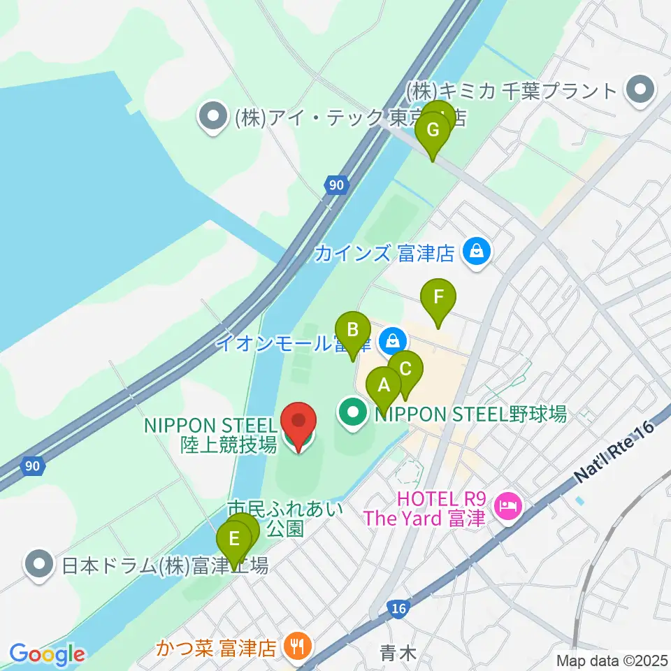 NIPPON STEEL 陸上競技場周辺の駐車場・コインパーキング一覧地図