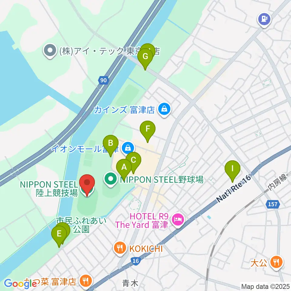 NIPPON STEEL 陸上競技場周辺の駐車場・コインパーキング一覧地図