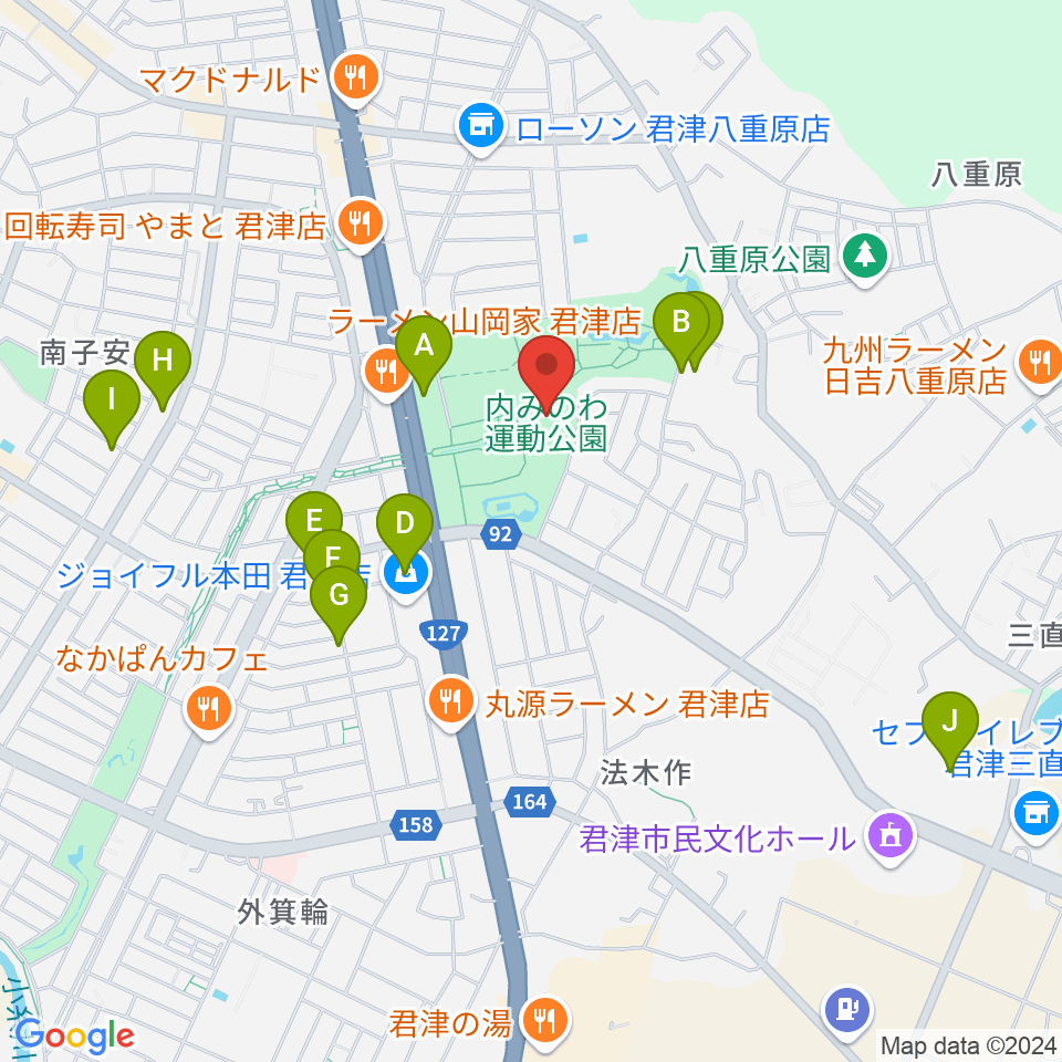 内みのわ運動公園市民体育館周辺の駐車場・コインパーキング一覧地図