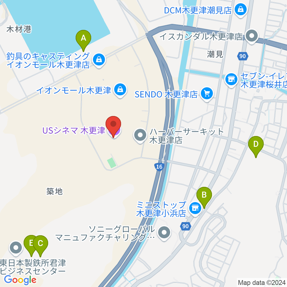 USシネマ木更津周辺の駐車場・コインパーキング一覧地図