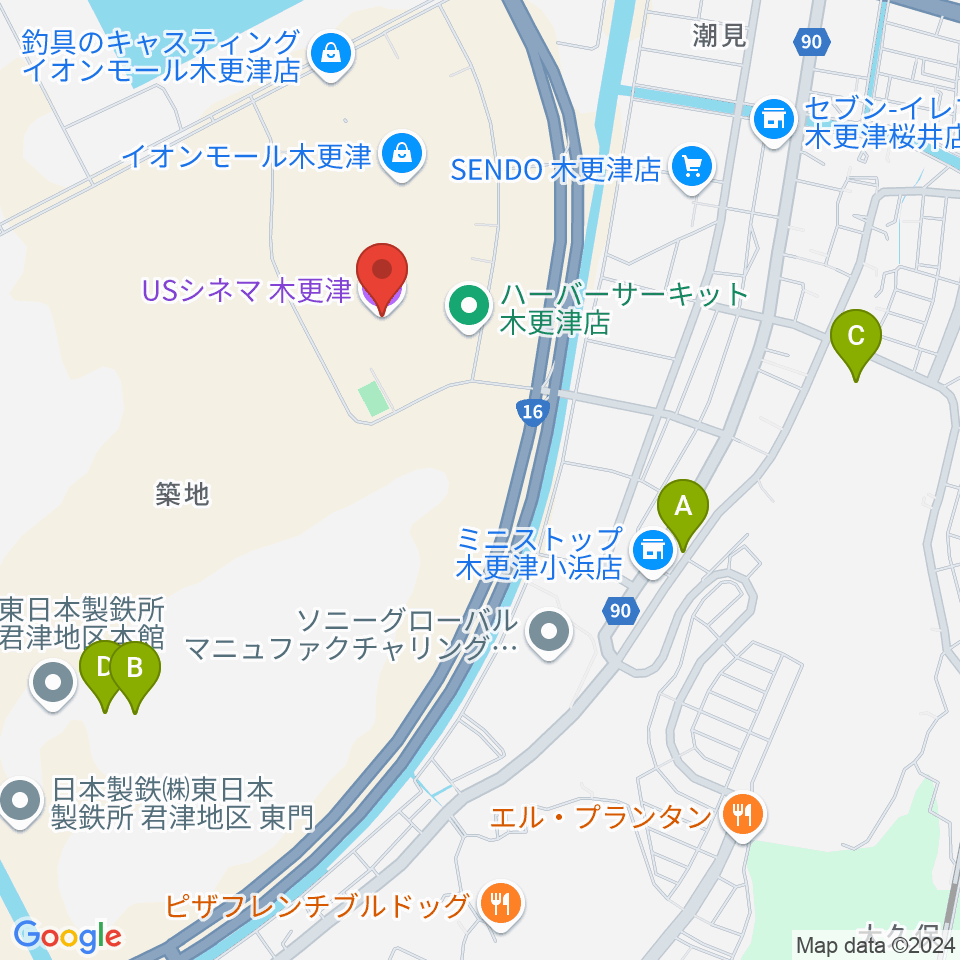 USシネマ木更津周辺の駐車場・コインパーキング一覧地図