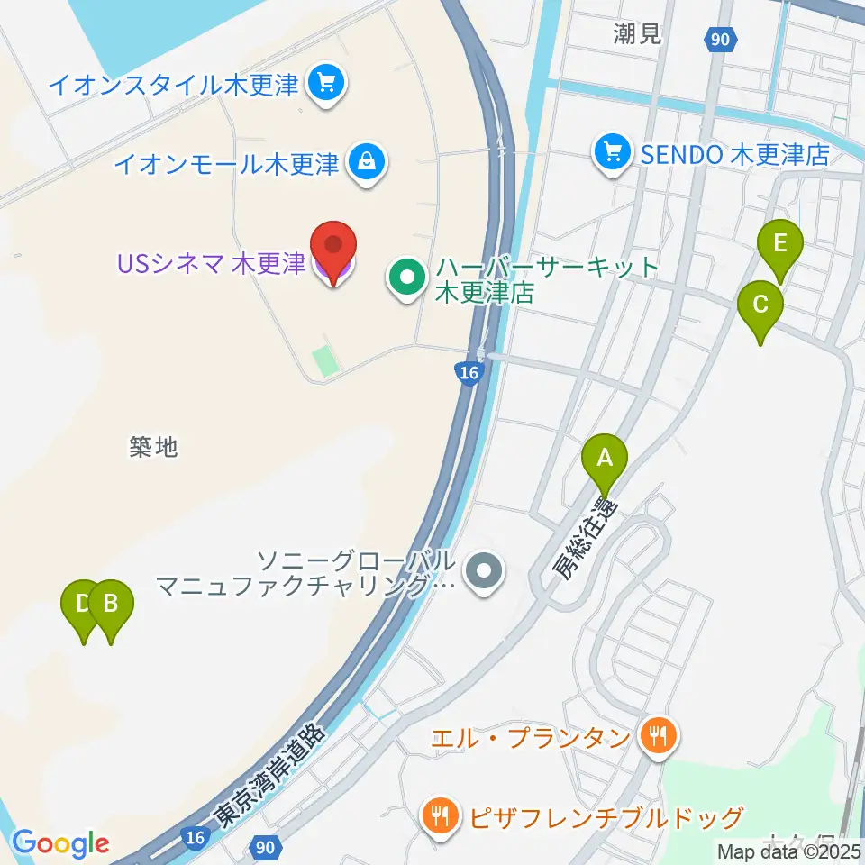 USシネマ木更津周辺の駐車場・コインパーキング一覧地図